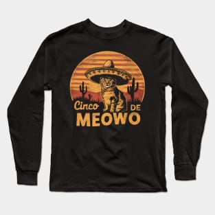 Funny Cinco De Mayo Cat Men Women Cinco De Meowo Long Sleeve T-Shirt